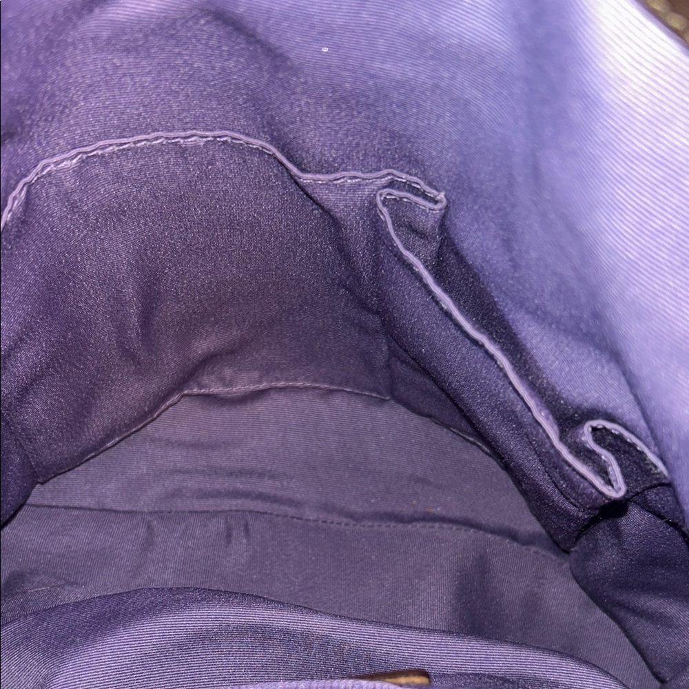 Coach Dark Brown Leather Shoulder Bag with purple stitching and lining - Picture 16 of 16